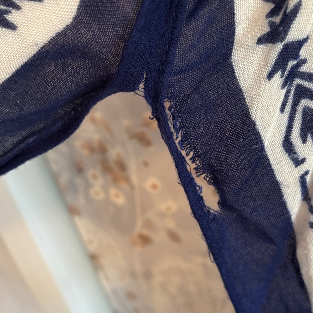 Navy & Cream Printed Open-Front Draped Cardigan - Picture 4 of 4